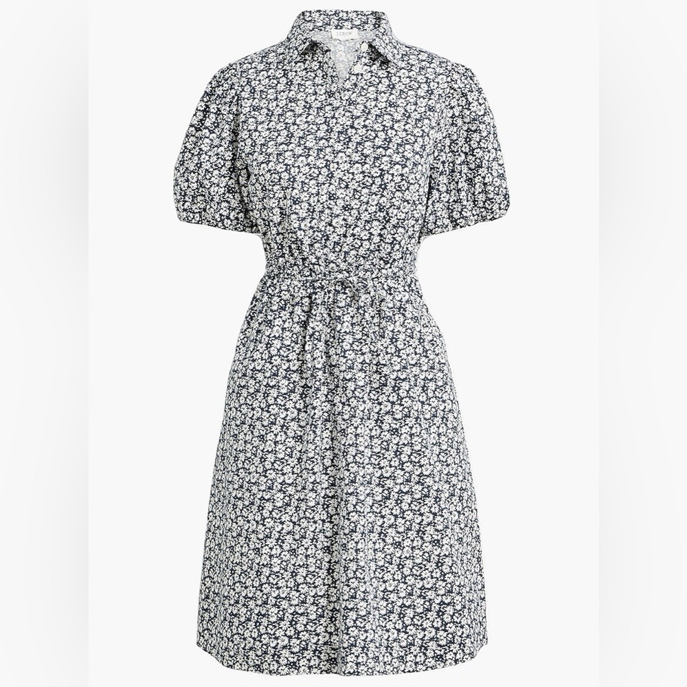 J. Crew Navy and White Floral Midi Dress